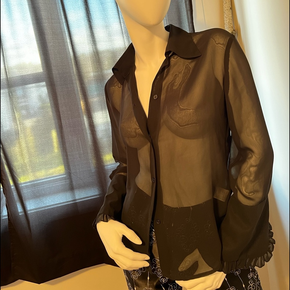 Blouse vintage transparente avec manche évasée